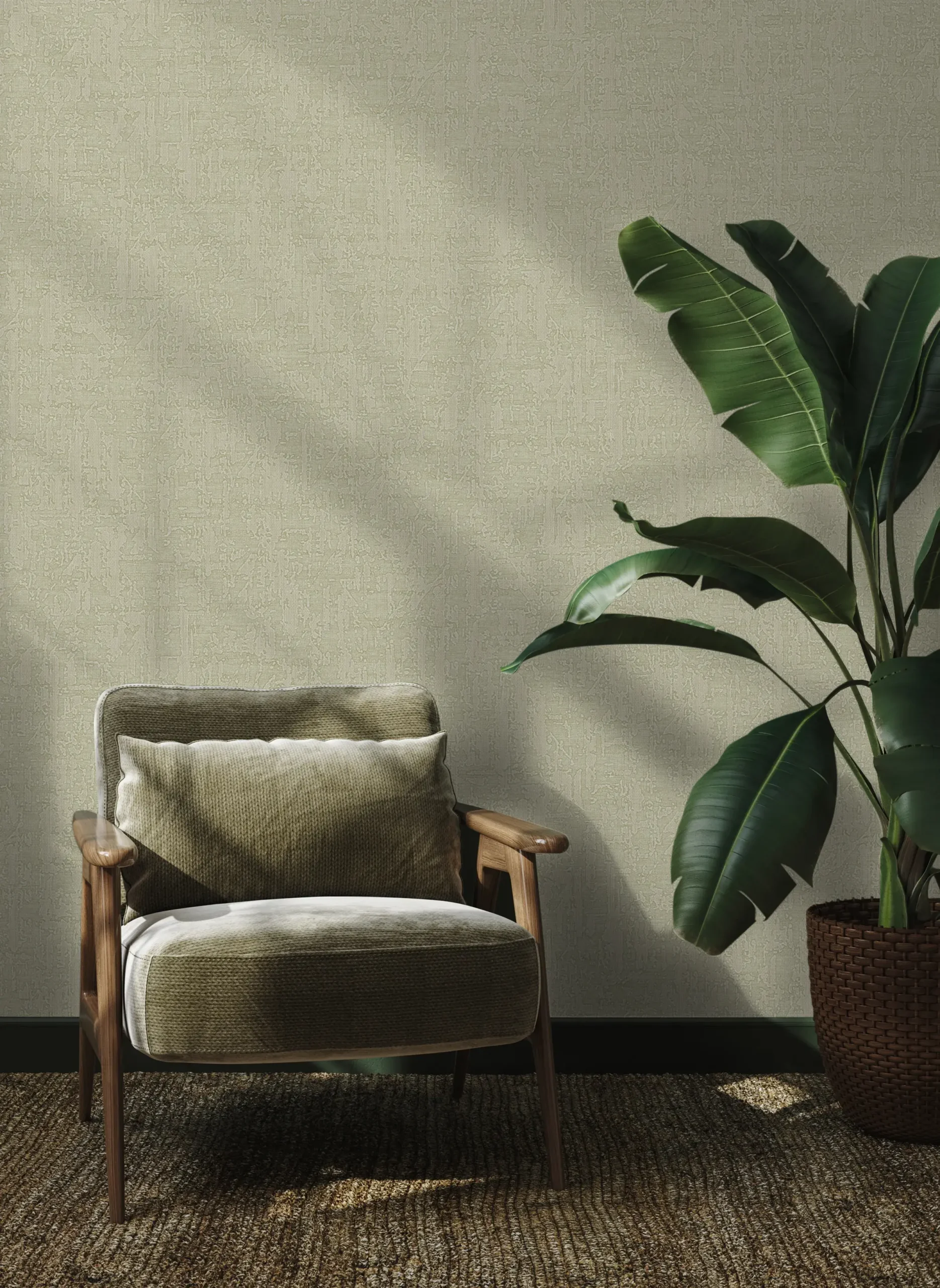 Green Embossed Wallpaper – Natural Serenity (24114-3)